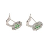 Tsavorite garnet diamond cluster earrings in platinum