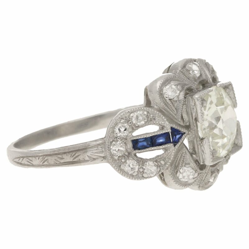 Edwardian Old European Cut Diamond and Sapphire Ring