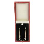 18k gold Old cut diamond long drop earrings