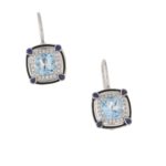 18ct gold aquamarine sapphire diamond earrings