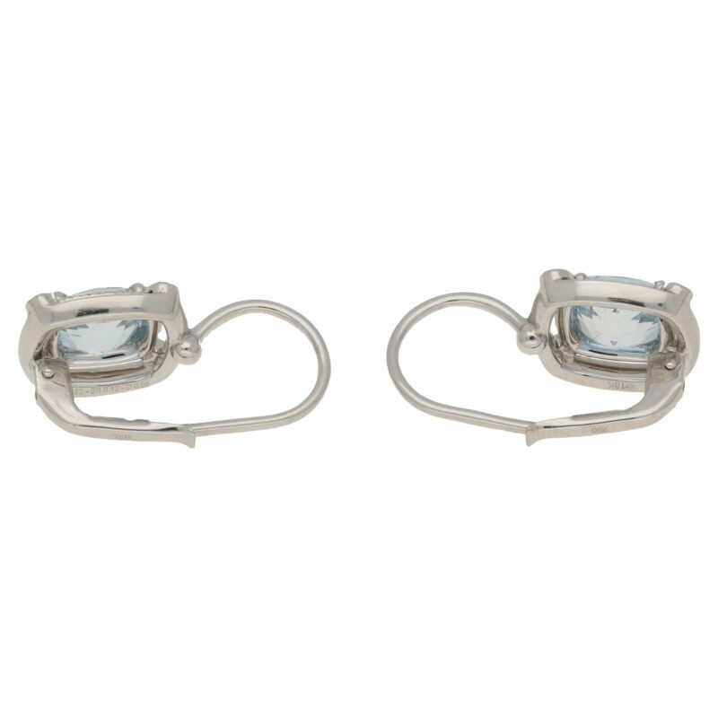 18ct gold aquamarine sapphire diamond earrings