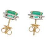 Colombian emerald and diamond stud earrings