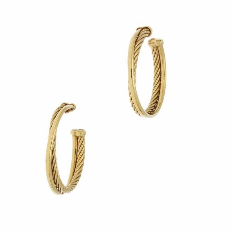 18 carat yellow gold David Yurman  hoop earrings