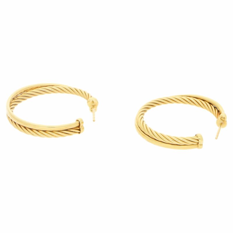 18 carat yellow gold David Yurman  hoop earrings