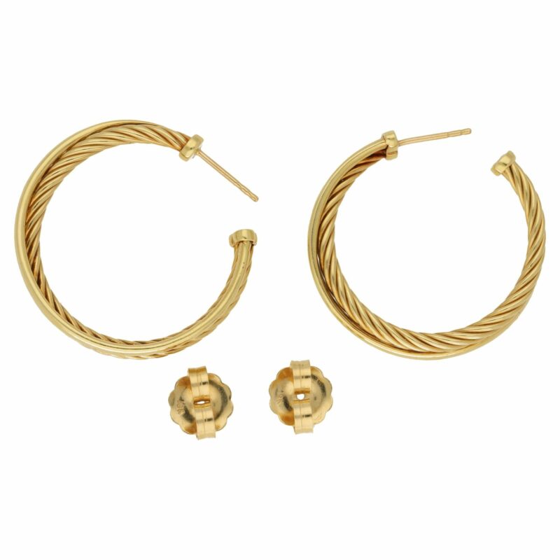 18 carat yellow gold David Yurman  hoop earrings