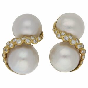 18ct mabé pearl diamond clip on earrings