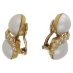 18ct mabé pearl diamond clip on earrings