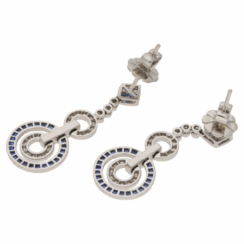 Sapphire and Diamond drop earrings, in an Art Deco Style