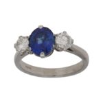 Sapphire diamond three stone ring