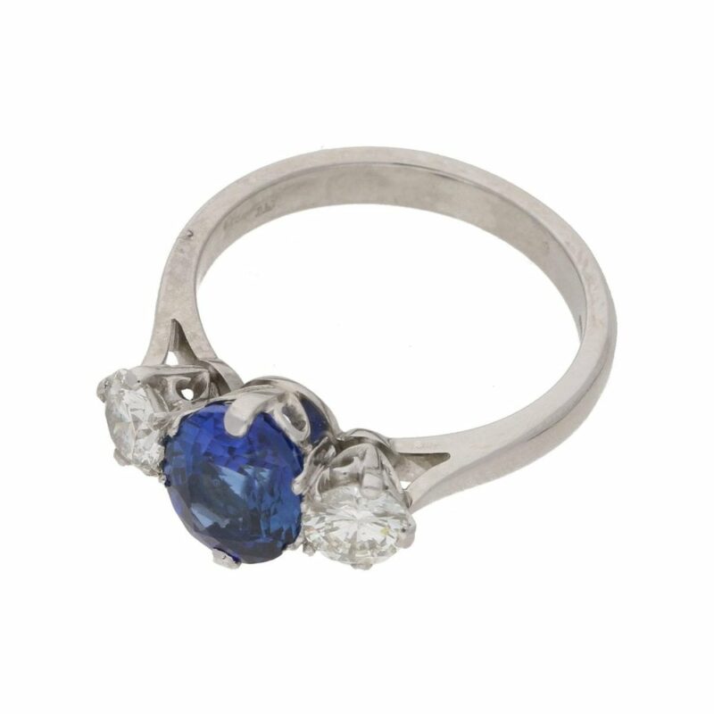 Sapphire diamond three stone ring