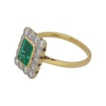 Emerald Diamond Cluster Ring in Gold