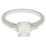 Art Deco style emerald cut diamond engagement ring