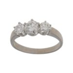 18ct white gold three stone diamond ring