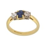 Sapphire and diamond three stone ring