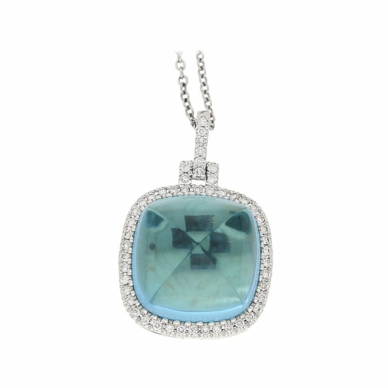 18ct gold blue topaz pendant on chain