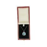 18ct gold blue topaz pendant on chain