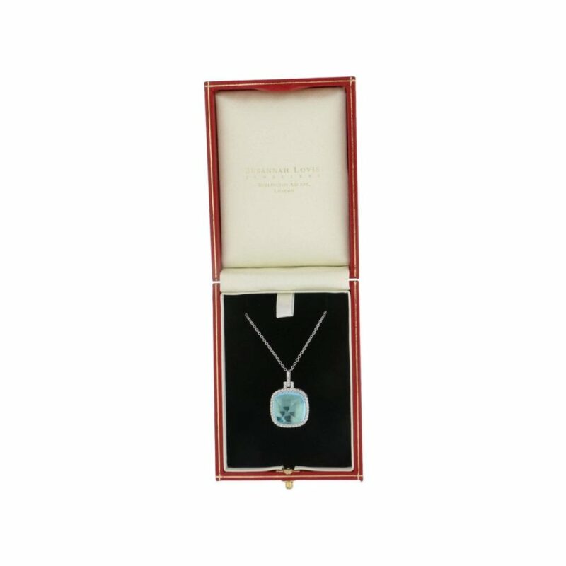 18ct gold blue topaz pendant on chain