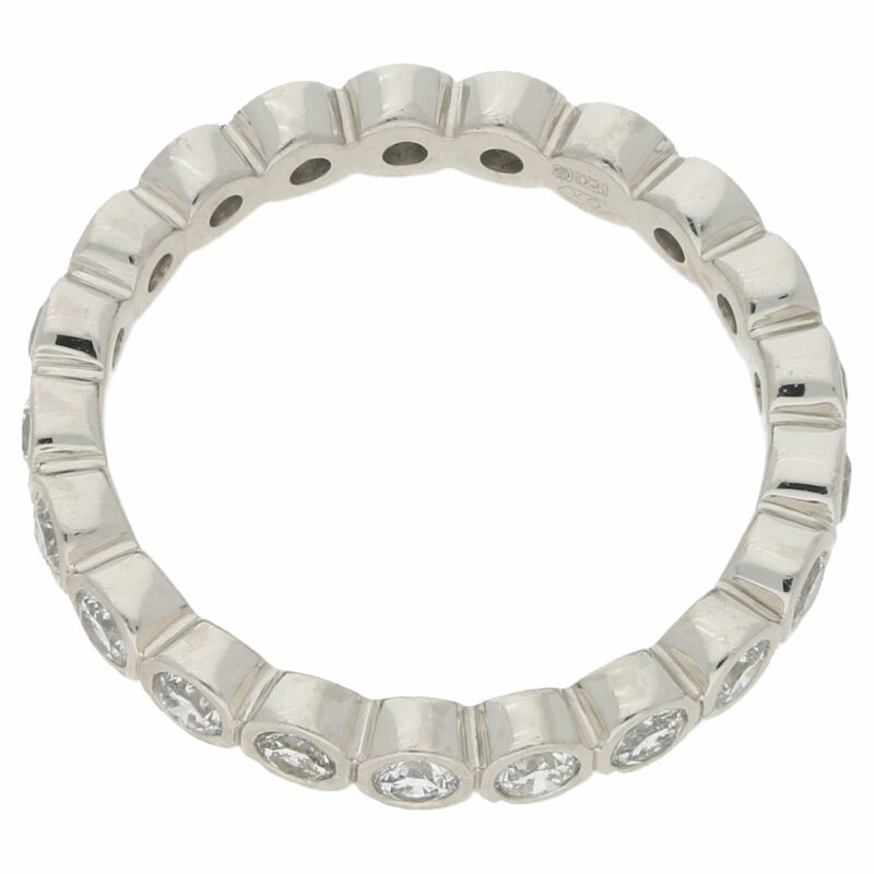 Platinum rubover set round diamond full eternity ring