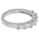 Six-stone baguette-cut diamond ring in platinum