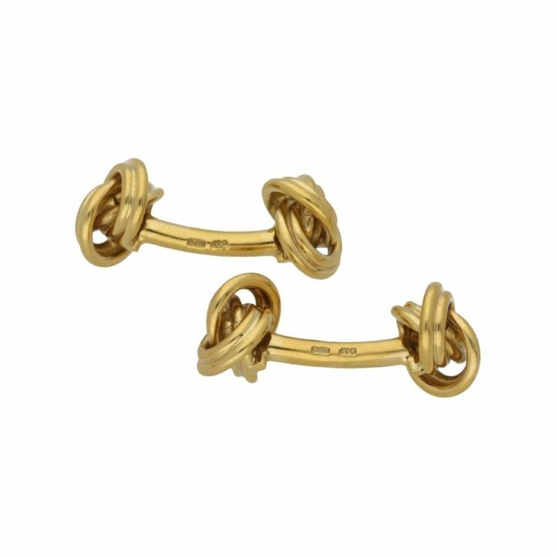 18k yellow gold solid bar knot cufflinks