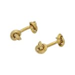 18k yellow gold solid bar knot cufflinks