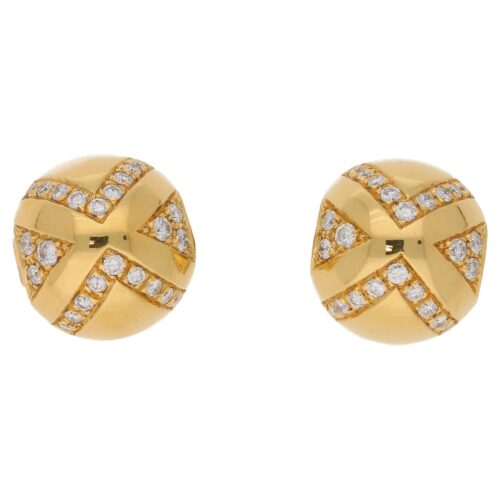 Vintage Bulgari Diamond Earrings in Yellow Gold