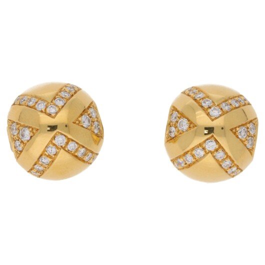 Vintage Bulgari Diamond Earrings in Yellow Gold