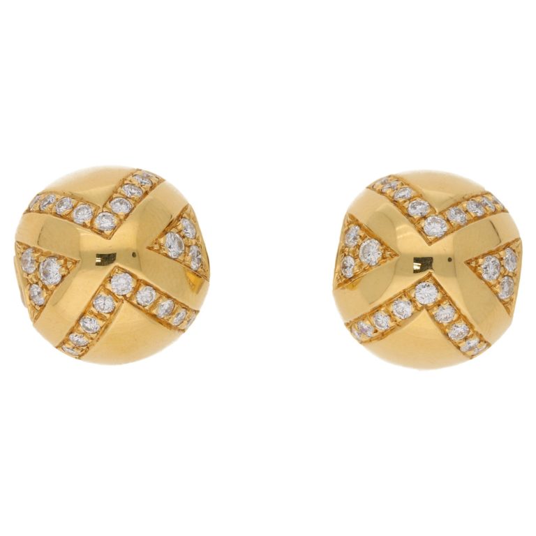 Vintage Bulgari Diamond Earrings in Yellow Gold