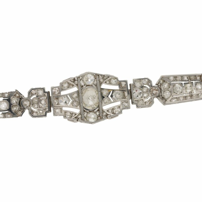 Art Deco Diamond Plaque Bracelet in Platinum