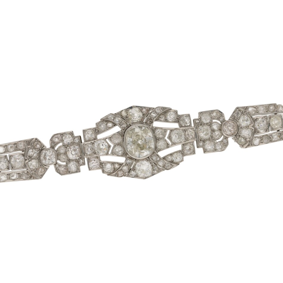 Art Deco Diamond Plaque Bracelet in Platinum