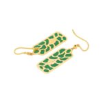 Green enamel diamond gold drop earrings