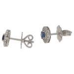 Sapphire and Diamond Cluster Stud Earrings