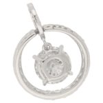 Circular diamond pendant with diamond drop in white gold