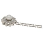 18ct pearl diamond floral pendant on chain