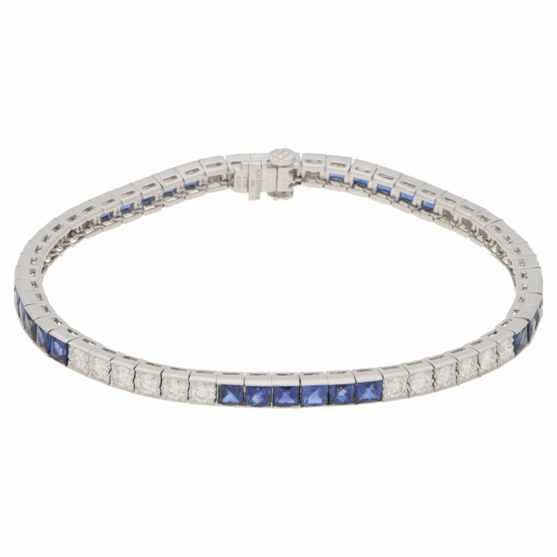 Sapphire and diamond line bracelet