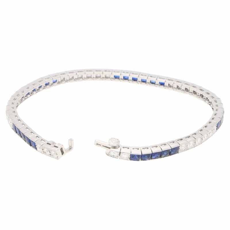 Sapphire and diamond line bracelet