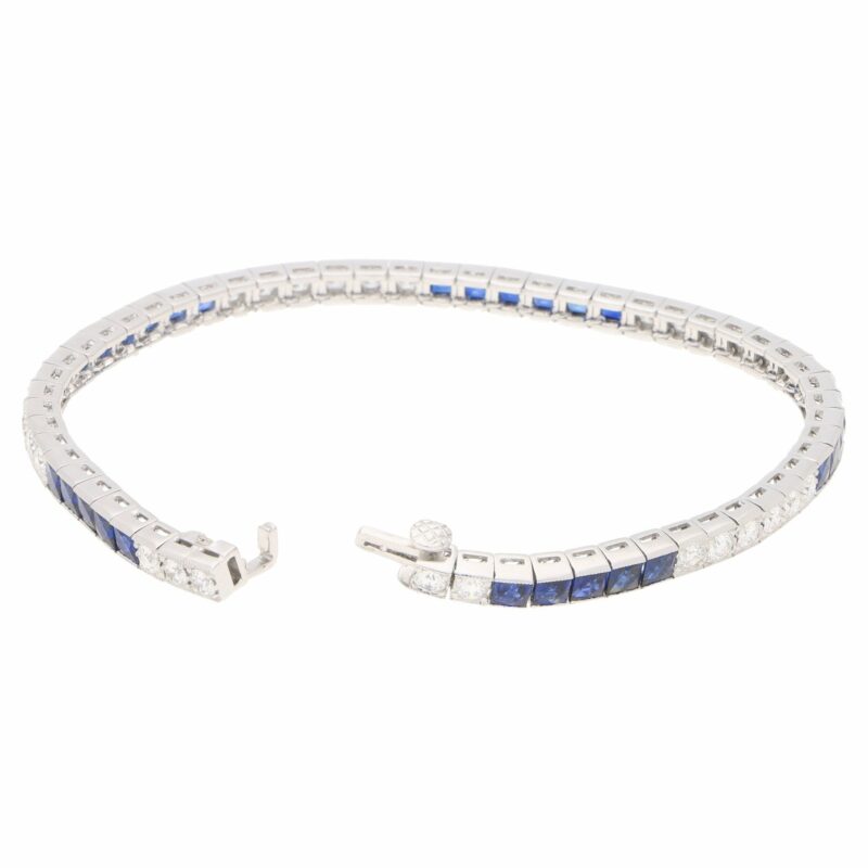 Sapphire and diamond line bracelet