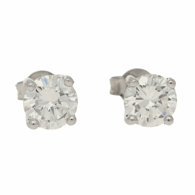 Solitaire diamond stud earrings 2.46 carats