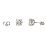 Solitaire diamond stud earrings 2.46 carats