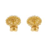 Seed Pearl Cluster Stud Floral Earrings in Yellow Gold Filigree