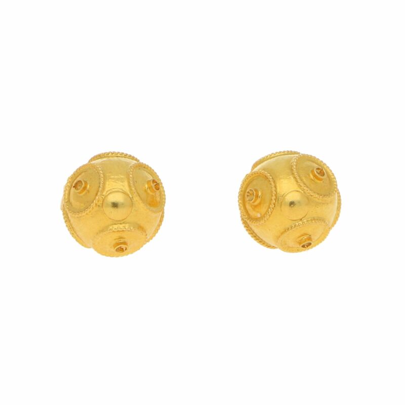 Etruscan-Style Ord Stud Earrings in Yellow Gold