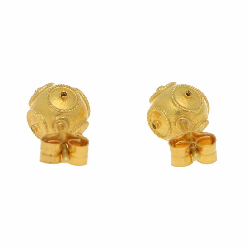 Etruscan-Style Ord Stud Earrings in Yellow Gold