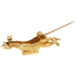 Diamond and Ruby Thoroughbred Horse Brooch Yellow and White Gold