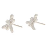 Dragonfly Diamond Stud Earrings in White Gold