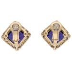 22ct Tanzanite and Diamond Clip Earrings Yellow and White Gold