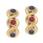 Vintage Sapphire and Ruby clip earrings