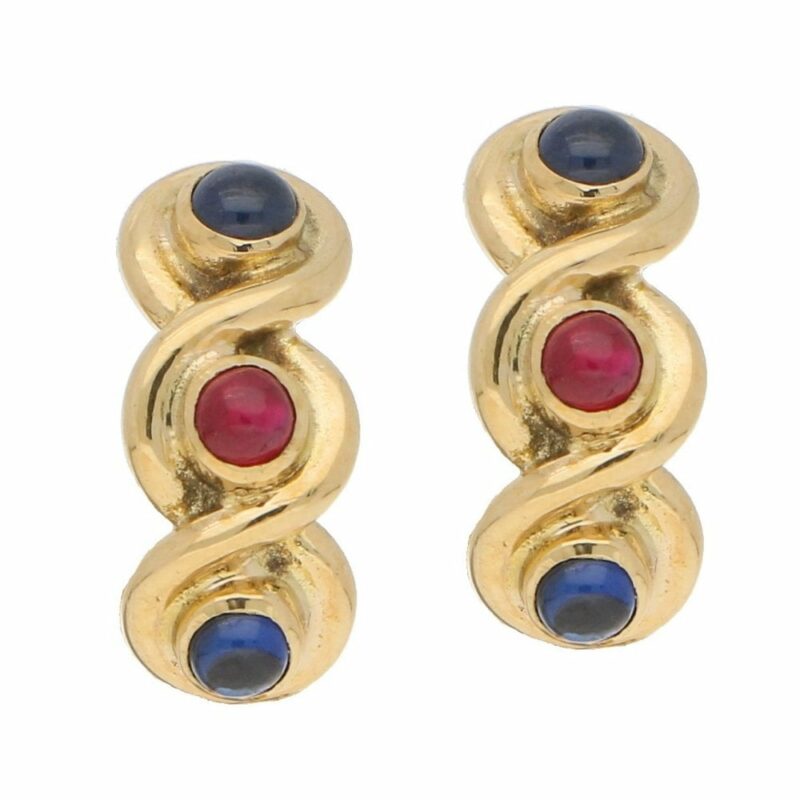 Vintage Sapphire and Ruby clip earrings