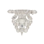 Mid-20th Century Geometric Panel Diamond Brooch in Platinum