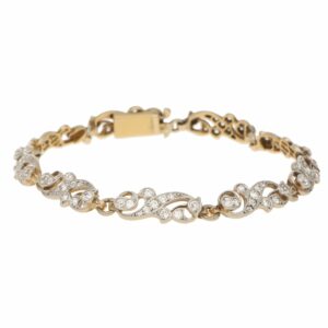 Victorian Scrolled Diamond Bracelet in Silver-on-Gold