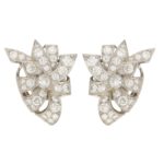 Mid-20th Century Diamond Bow Earrings in White Gold